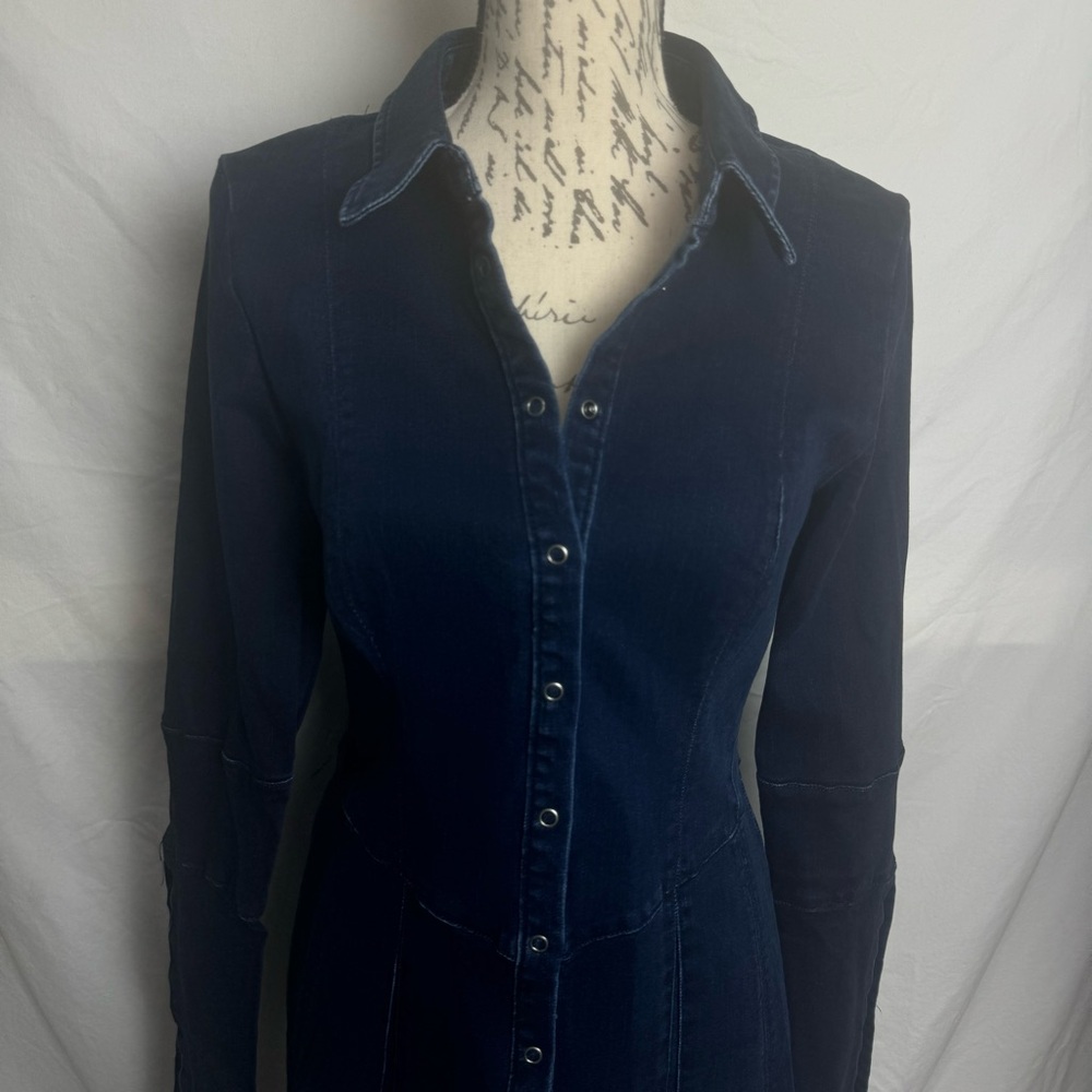 Free People Thea Dark Wash Denim Mini Dress Size S NWT - Picture 2 of 8